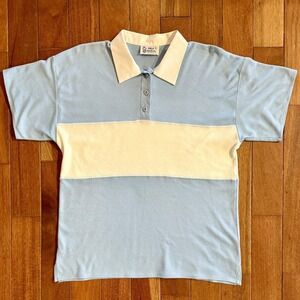 Vintage 80s Stripe Blue White Top Shirt Rockabilly Miss Kalico Size L California